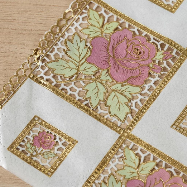 Клеенка EASY LACE YL-004B ажурная ПВХ розовая 1,32*22м