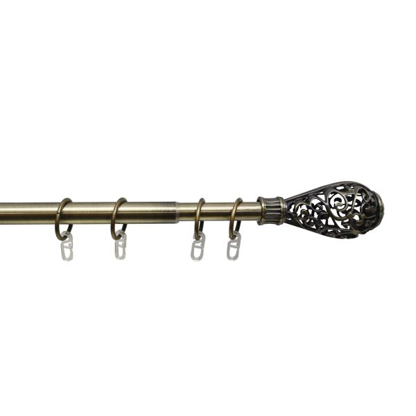 Телескоп.однорядн.карниз, Наконечник Кружево, Золото антик, 16/19мм ,160-320см,