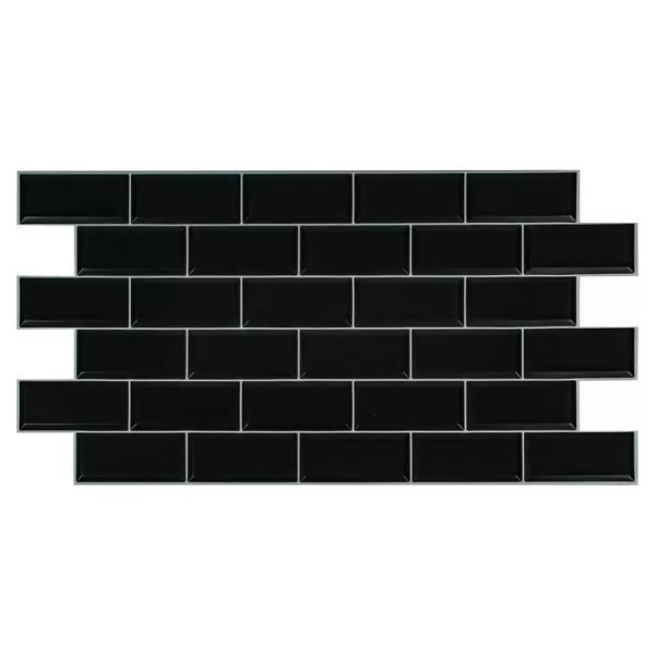 Панель ПВХ "Блок черный белый шов" плитка 966х484мм (10)