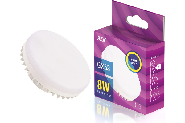 Лампа сд GX53 8W, 3000К, теплый свет