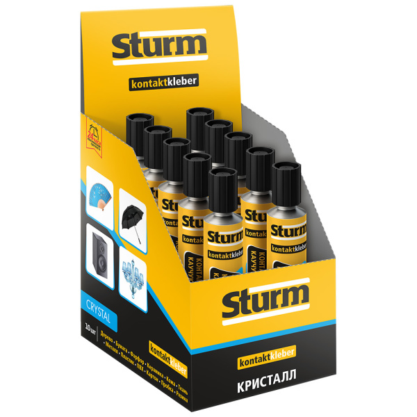 Клей контактный "STURM" КРИСТАЛЛ, прозрачный, 30мл шоу-бокс (10шт)