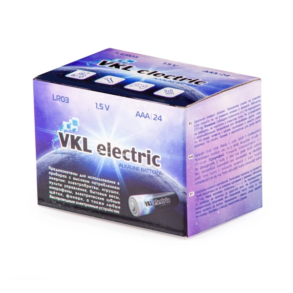Батарейка LR03 / AAA VKL elektric Alkaline ВР*24 элем. пит. (24) ("мизинчик")