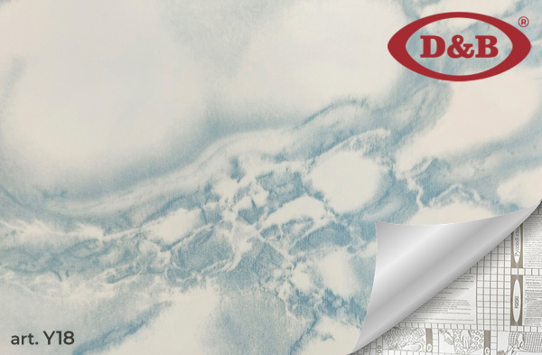 Y18 Пленка  самокл. D&B  0.90*8м    мрамор ярко-голубой /6