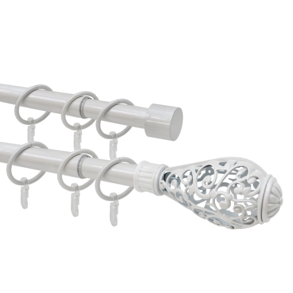 Телескоп.двухряд.карниз, Наконечник Кружево, Жемчуг, 16/19мм ,160-320см,