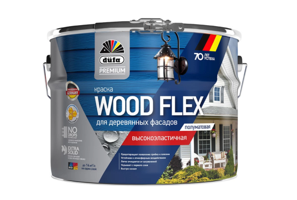 Краска В/Д "Dufa Premium WOODFLEX" высокоэластичная для деревянных фасадов база 1 NEW  9л