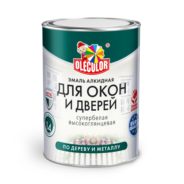Эмаль алкидная для окон и дверей белая 0,9 кг OLECOLOR