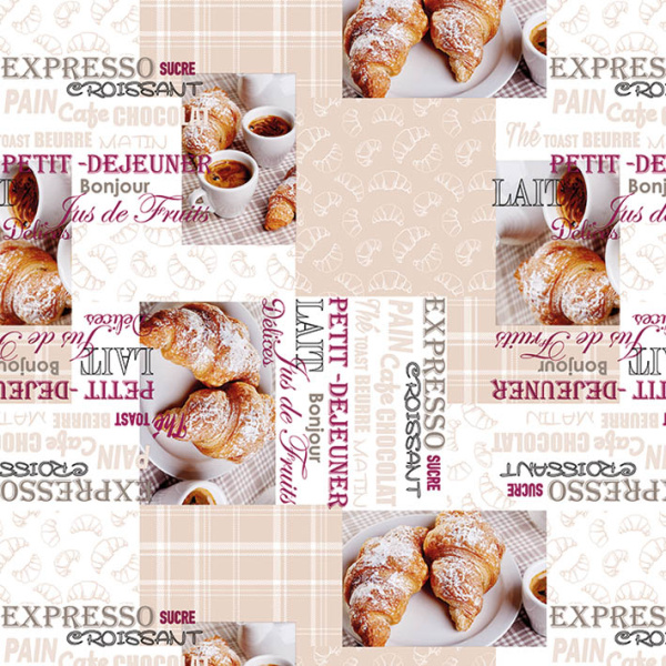 067А Клеенка DEKORAMA кофе и круассаны 1.4*20м