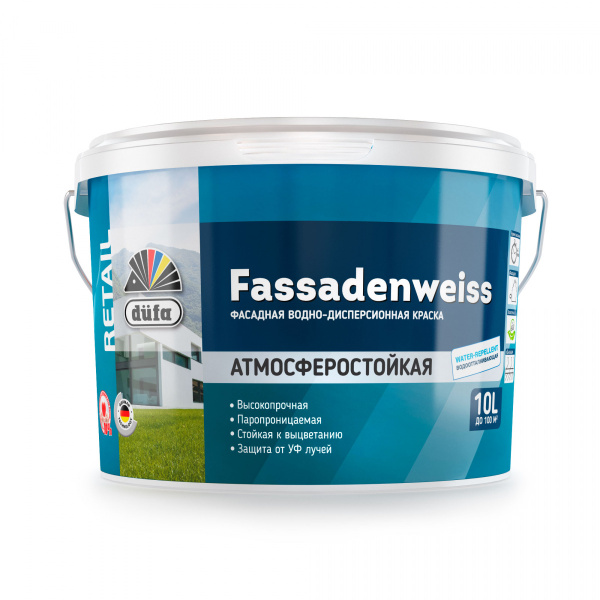 Краска В/Д "Dufa FASSADENWEISS" атмосферостойкая, база 1 10л 