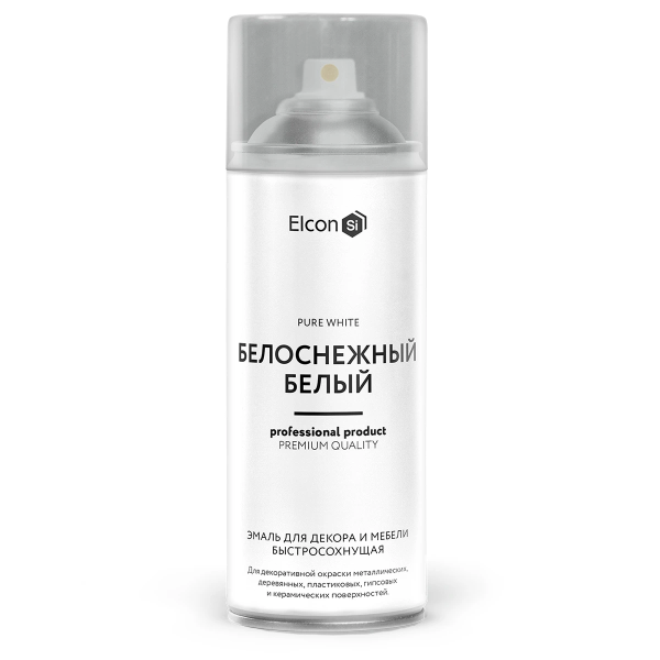 Эмаль для декора и мебели быстросохнущая белоснежный белый "Elcon" аэрозоль 520мл (12) ССС