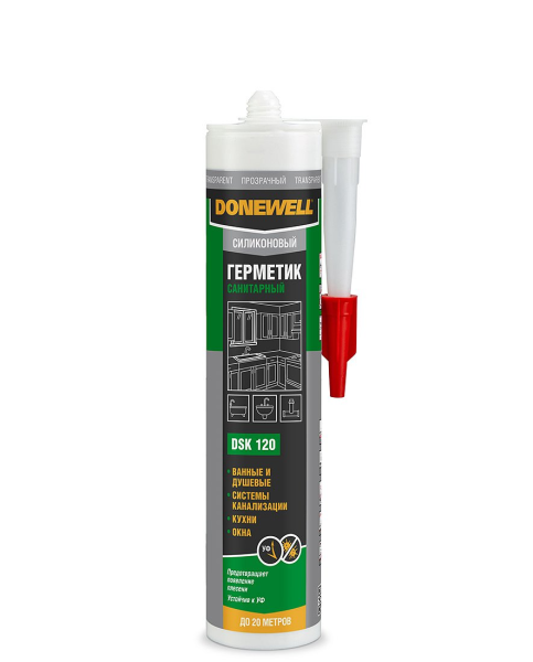 Герметик DoneWell силиконовый санитарный белый 260мл (20)