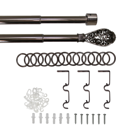 Телескоп.двухряд.карниз, Наконечник Кружево, Коньяк, 16/19мм ,160-320см,