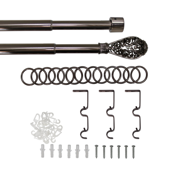 Телескоп.двухряд.карниз, Наконечник Кружево, Коньяк, 16/19мм ,160-320см,