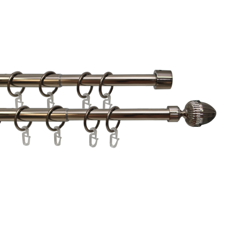 Телескоп.двухряд.карниз, Наконечник Орех, Коньяк, 16/19мм ,160-320см,