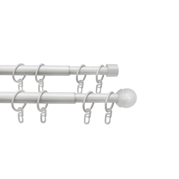 Телескоп.двухряд.карниз, Наконечник Классика, Жемчуг, 16/19мм ,160-320см,