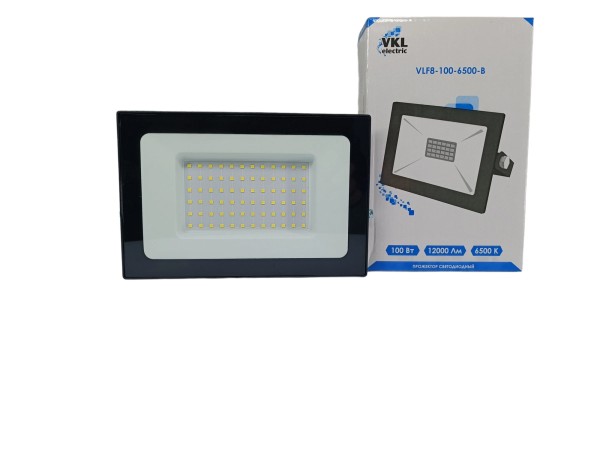 Прожектор LED 100W SMD VLF8-100-6500-В 12000Лм 220V, IP65,черный  (223*167*33)  VKL electric