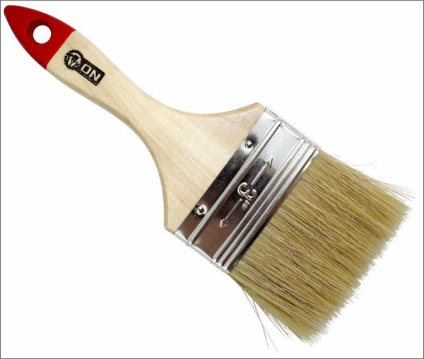 ON Кисть малярная плоская дер.ручка, нат.щетина "Стандарт" 4" - 100мм  (6)