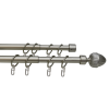 Телескоп.двухряд.карниз, Наконечник Орех, Матовый никель, 16/19мм ,160-320см,