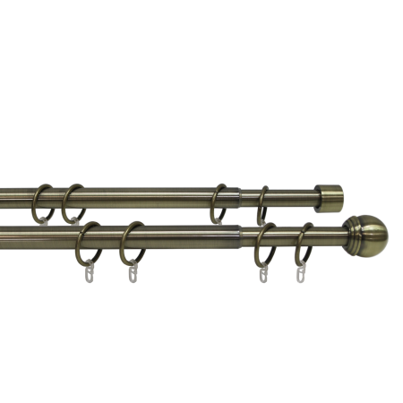 Телескоп.двухряд.карниз, Наконечник Классика, Золото антик, 16/19мм ,160-320см,