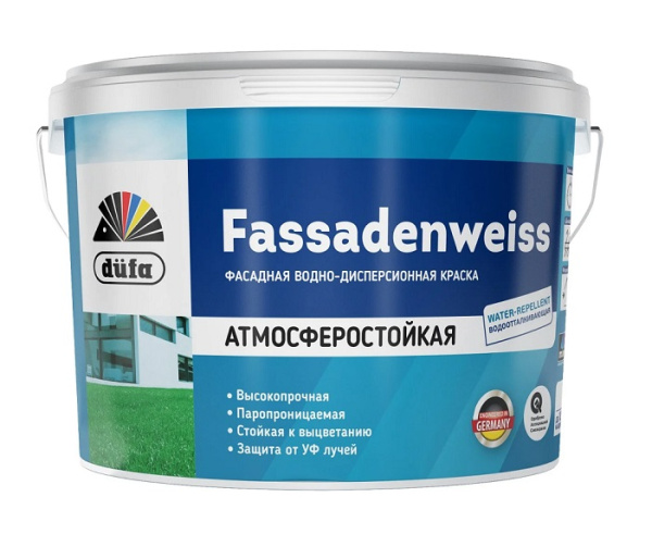 Краска В/Д "Dufa FASSADENWEISS" атмосферостойкая, база 1 9л ССС