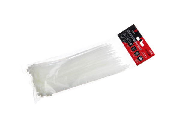 Стяжки нейлоновые белые 3х300мм "HEADROCK" (100)