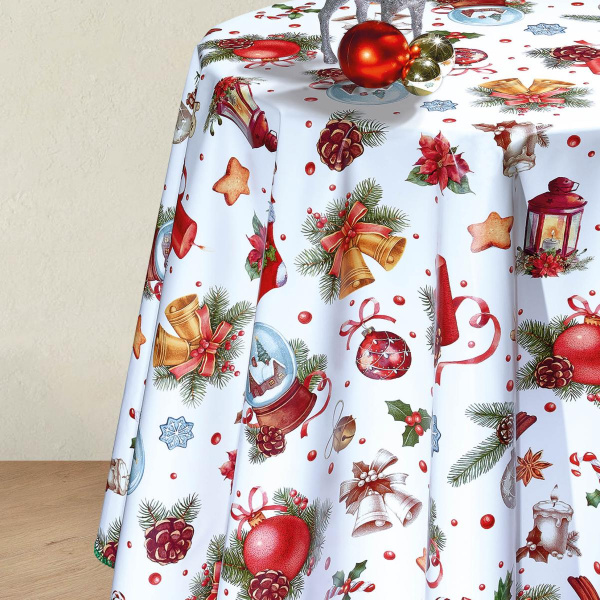 018A Клеенка DEKORAMA Новый год на белом 1.4*20м