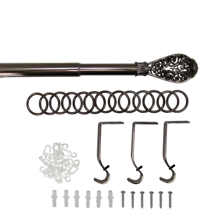 Телескоп.однорядн.карниз, Наконечник Кружево, Коньяк, 16/19мм ,160-320см,