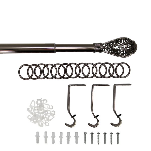 Телескоп.однорядн.карниз, Наконечник Кружево, Коньяк, 16/19мм ,160-320см,