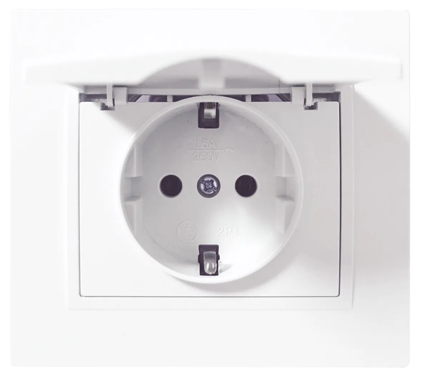 Розетка 1-я с/з с крышкой бел. СП TANGO HOUSE 16А, 250В IP44 (1/10/200)