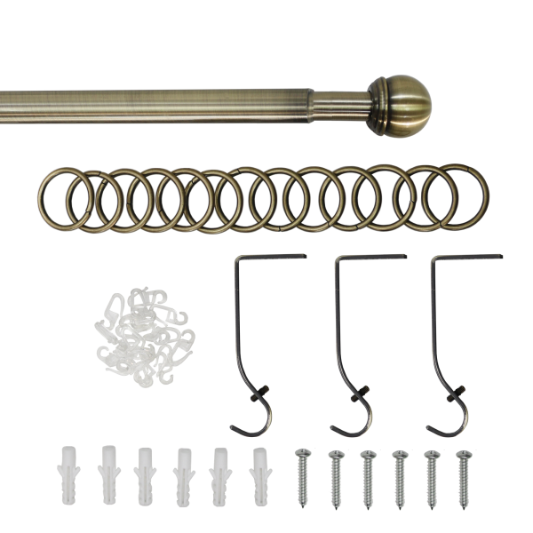 Телескоп.однорядн.карниз, Наконечник Классика, Золото антик, 16/19мм ,160-320см,