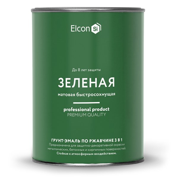 Грунт-эмаль по ржавчине 3в1 "Elcon" зеленая матовая 0,8кг (12)