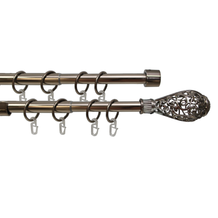 Телескоп.двухряд.карниз, Наконечник Кружево, Коньяк, 16/19мм ,160-320см,