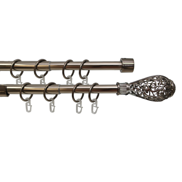 Телескоп.двухряд.карниз, Наконечник Кружево, Коньяк, 16/19мм ,160-320см,