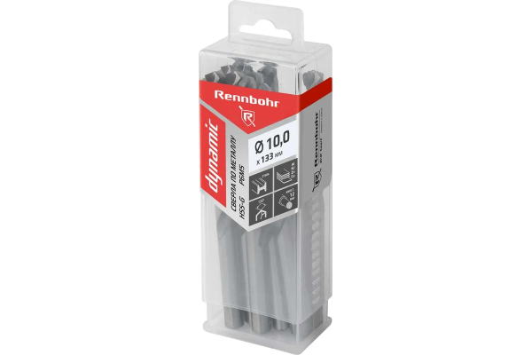 Сверло по металлу ЦХ 10,0х133мм HSS-G Р6М5 10шт/уп "RENNBOHR DYNAMIC PROM" 666100 аналог (566100)