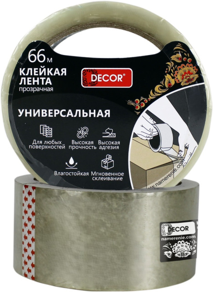 Клейкая лента DECOR 48мм*66м, прозрачный (54шт/уп) ССС