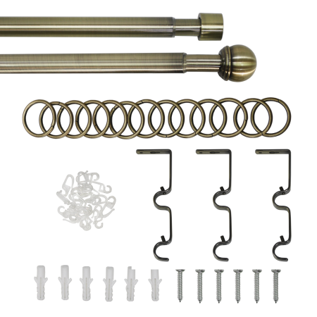 Телескоп.двухряд.карниз, Наконечник Классика, Золото антик, 16/19мм ,160-320см,