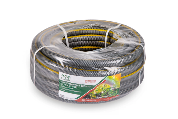 Шланг поливочный (ТЭП) ULTRA BLACK армиров,с прозрач.наружним слоем, 3/4", 25м, давление 5-10бар