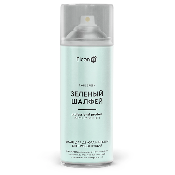 Эмаль для декора и мебели быстросохнущая зеленый шалфей "Elcon" аэрозоль 520мл (12) ССС