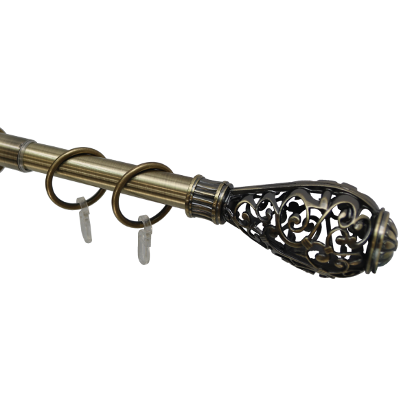 Телескоп.однорядн.карниз, Наконечник Кружево, Золото антик, 16/19мм ,160-320см,