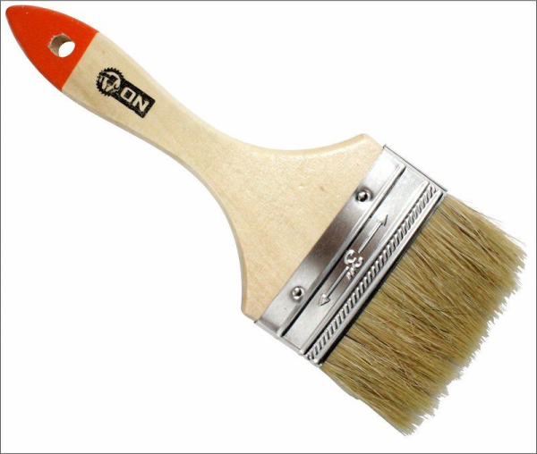 ON Кисть малярная плоская дер.ручка, нат.щетина "Любитель" 2,5" - 63мм  (12)