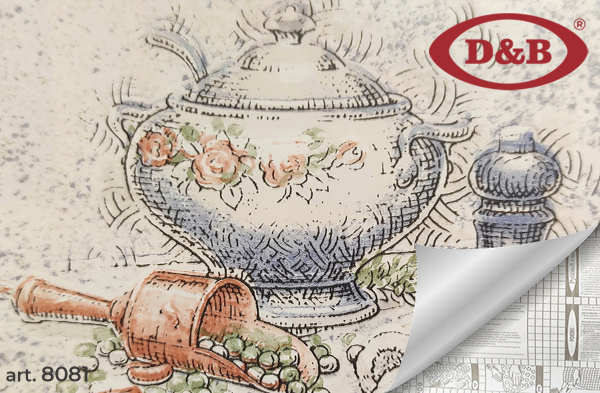 8081 Пленка самоклеящаяся D&B 0,45*8м  кафель светло-сиреневый с супницей  /20