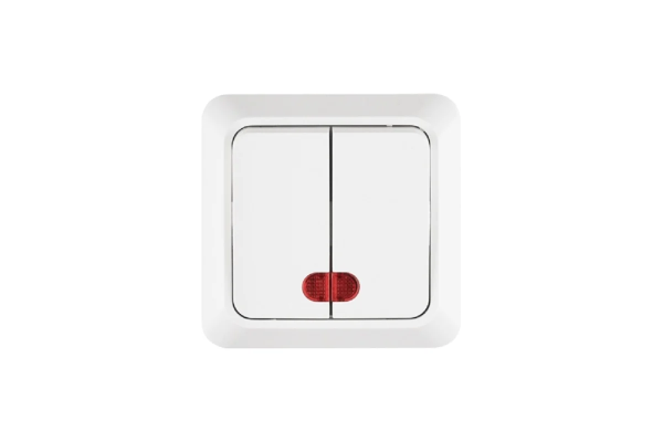 Выключатель 2 клавишный с подсветкой белый ОП TANGO 10А, 250В