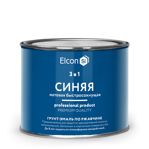Грунт-эмаль по ржавчине 3в1 "Elcon" синяя матовая 0,4кг (24) ССС