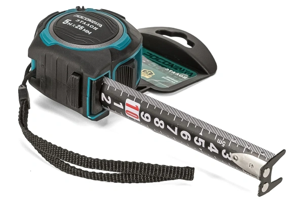 Рулетка в обр. корпусе ЭТАЛОН с двухсторонней ч/б устойчивой лентой и магнитом(5,0м;25м"РОСОМАХА(12)