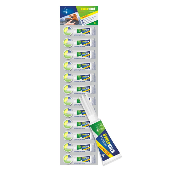 Клей Супер секундный  для обуви 3гр, блистер АДМ (12) ССС