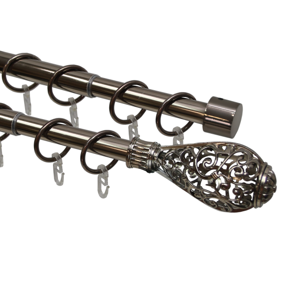 Телескоп.двухряд.карниз, Наконечник Кружево, Коньяк, 16/19мм ,160-320см,