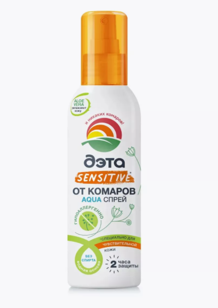 Средство "ДЭТА АКВА (AQUA)" спрей для чувствительной кожи, гипоалергенный 100мл (24)
