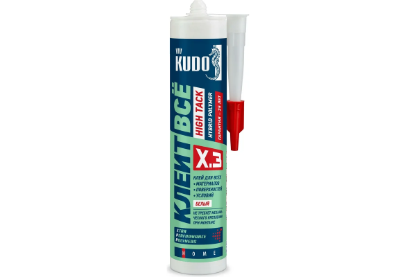 Клей KUDO КЛЕИТ ВСЁ HIGH TACK на основе гибридных полимеров, белый, 280 мл KX-3W
