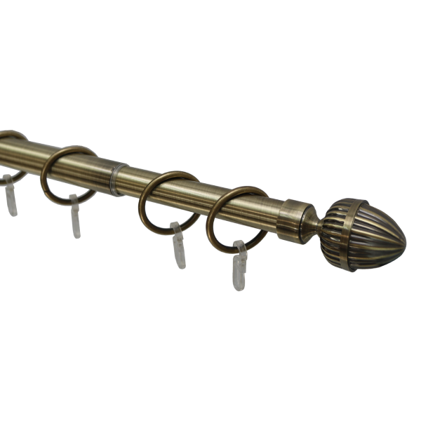 Телескоп.однорядн.карниз, Наконечник Орех, Золото антик, 16/19мм ,160-320см,