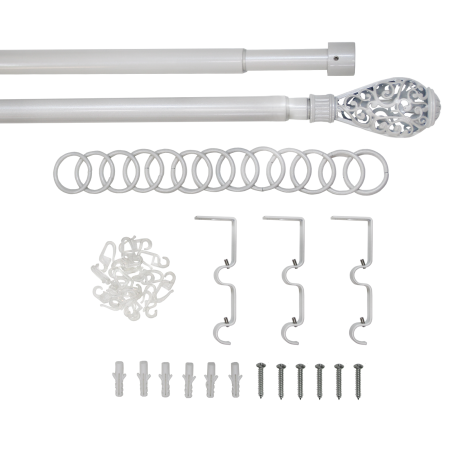 Телескоп.двухряд.карниз, Наконечник Кружево, Жемчуг, 16/19мм ,160-320см,