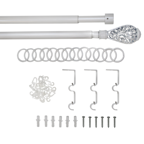 Телескоп.двухряд.карниз, Наконечник Кружево, Жемчуг, 16/19мм ,160-320см,
